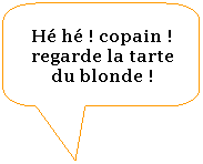 Rectangle  coins arrondis: H h ! copain ! regarde la tarte du blonde !
