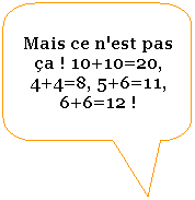 Rectangle  coins arrondis: Mais ce n'est pas a ! 10+10=20, 4+4=8, 5+6=11, 6+6=12 !
