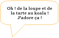 Rectangle  coins arrondis: Oh ! de la loupe et de la tarte au koala ! J'adore a !
