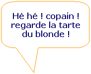 Rectangle  coins arrondis: H h ! copain ! regarde la tarte du blonde !
