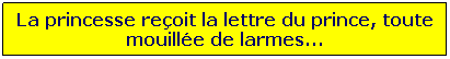 Zone de Texte: La princesse reoit la lettre du prince, toute mouille de larmes...
