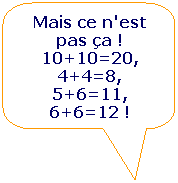 Rectangle  coins arrondis: Mais ce n'est pas a ! 10+10=20, 4+4=8, 5+6=11, 6+6=12 !
